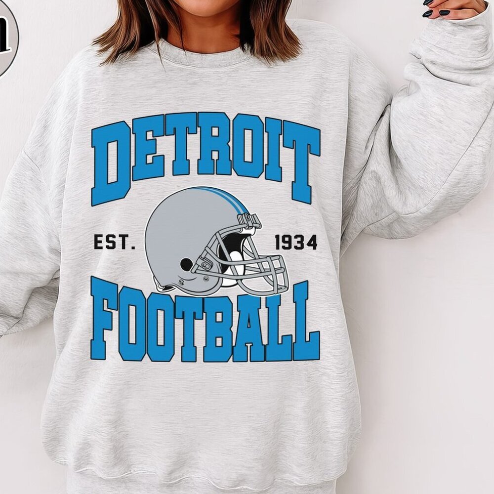 Detroit Football Style Crewneck Sweatshirt 17